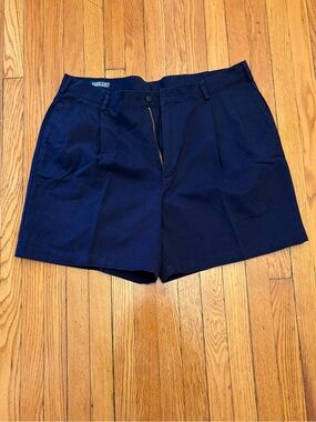 Men’s Navy Pleated High-Waist Shorts